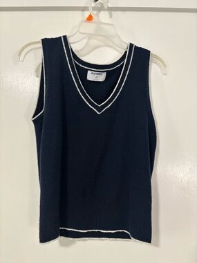 Old Navy Navy Blue V-Neck Sweater Vest with White Trim